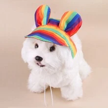 1 件装宠物帽子带耳孔可调节抽绳棒球狗帽适合中小型犬夏季染色猫咪遮阳帽宠物户外徒步运动帽用品