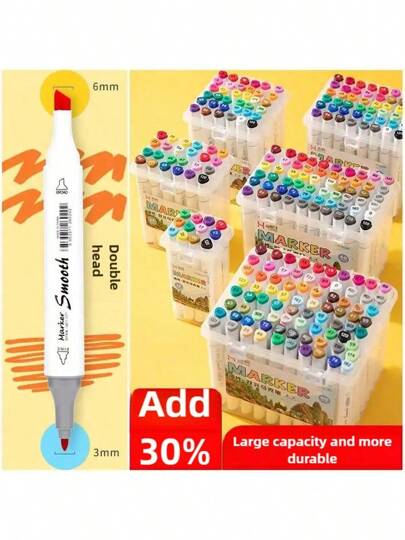 [Bestseller] Zestaw wysokiej jakości markerów z podwójną końcówką, +30% objętości, 12/18/24/36/48 opcji kolorów, szybkoschnące i wodoodporne, odpowiednie do prowadzenia dziennika, komiksów, bazgrołów, projektowania, szeroka końcówka 6 mm + cienka końcówka 3 mm, profesjonalne do rysowania i pisania, bezpieczne dla dzieci, trwałe, w zestawie przezroczyste przenośne pudełko do przechowywania, idealne dla wszystkich entuzjastów sztuki powrót do szkoły