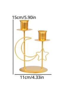 1 Pc Rama Iron Candlestick , Metal Decoration, Luxury Candle Holders, Home Decor, Room Decor, Party And Holiday Decor Ornament,Living Room Accessories,Star,Moon,Lantern Rama E-I-D - Multicolor - View 4
