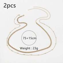 2pcs/set Bead Decor Waist Chain - Gold - View 4