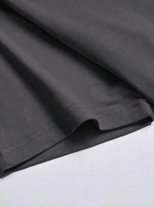 Men's Summer Casual Letter Print Round Neck Short Sleeve T-Shirt - Grey - View 4