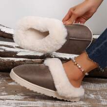 Women's Cozy Memory Foam Slippers,Fuzzy Wool-Like Plush Fleece Lined House Slippers Indoor Outdoor Slippers With Anti-Skid Rubber Sole - 全卡其 - 查看 3