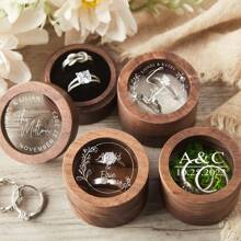 Custom Ring Box,Personalized Wood Ring Box, Round Engagement Ring Box, Double Ring Bearer Box, Wedding Ring Box,Valentine's Day Gift For Her,Multi-Functional,Durable,Ornamental,Reusable,Exquisite,Stylish,High-Quality,Colorful,Modern,Custom,Personalized,Unique Back To School