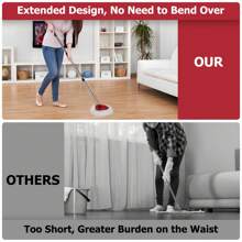 Adjustable 4-Section Stainless Steel Mop Handle With Ergonomic Grip – Extendable 30"-58" Replacement Handle For Easy Cleaning (Wine Red/Black/Blue/Green) - Black - View 7