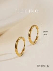 FICCINO FICCINO Classic Plain Hoop Earrings, Titanium Steel Gold Plated Women's Earrings, Simple Daily Wear Jewelry Gift For Valentine's Day Anniversary, Comes With Gift Box,Mom,Mother,Mother's Day,Gift