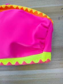 popvil Women 2-Piece Color Block Bandeau Triangle Bikini Set, Summer Swimming Pool Beach Vacation Bikini Set Summer Beach - Multicolor - View 5