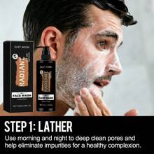 1pc/2pcs  Men's Facial Cleanser Deeply Cleanses Pores, Keratin, Controls Oil, Brightens, Moisturizes And Repairs Dull Skin - 黑色 - 查看 3