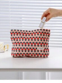 1 件独特花卉图案个性化花朵化妆包大容量钱包洗漱用品旅行包拉链收纳袋化妆刷礼物收纳袋情人节情人节装饰情人节派对礼物情人节女士情人节礼物