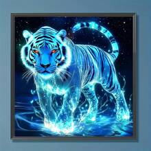 JOZYSH 5D Diamond Painting Kit - Glow-In-The-Dark White Tiger, Grote Frameloze DIY Craft, Ronde & Vierkante Diamanten Strass, Acryl Edelstenen Kunst Voor Thuis Muurdecoratie, Geschikt Voor Beginners