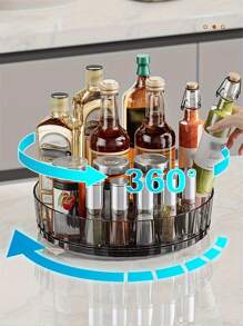 1pc Cosmetics Storage Tray, Rotating Seasoning Rack Holder, Spice Rack Organizer, Desktop Storage Box, Kitchen Utensils, Apartment Essentials, College Dorm Essentials, Back To School, Kitchen Stuff, Home Storage Ttems,Home Decoration,Boho Vibes,For Holiday Beach, Bathroom Collection, Bedroom Collection, Large Capacity - Multicolor - View 11