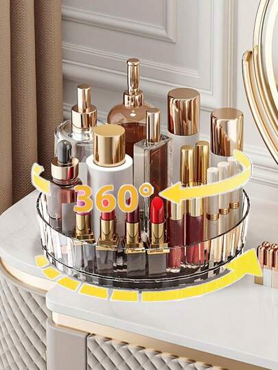 1 pieza Bandeja de almacenamiento de cosméticos, Soporte giratorio para especias, Organizador de estante para especias, Caja de almacenamiento de escritorio, Utensilios de cocina, Artículos esenciales para apartamentos, Artículos esenciales para dormitorios universitarios, De vuelta a la escuela, Utensilios de cocina, Artículos de almacenamiento para el hogar, Decoración del hogar, Estilo bohemio, Para vacaciones en la playa, Colección de baño, Colección de dormitorio, Gran capacidad