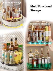 1pc Cosmetics Storage Tray, Rotating Seasoning Rack Holder, Spice Rack Organizer, Desktop Storage Box, Kitchen Utensils, Apartment Essentials, College Dorm Essentials, Back To School, Kitchen Stuff, Home Storage Ttems,Home Decoration,Boho Vibes,For Holiday Beach, Bathroom Collection, Bedroom Collection, Large Capacity - Multicolor - View 4