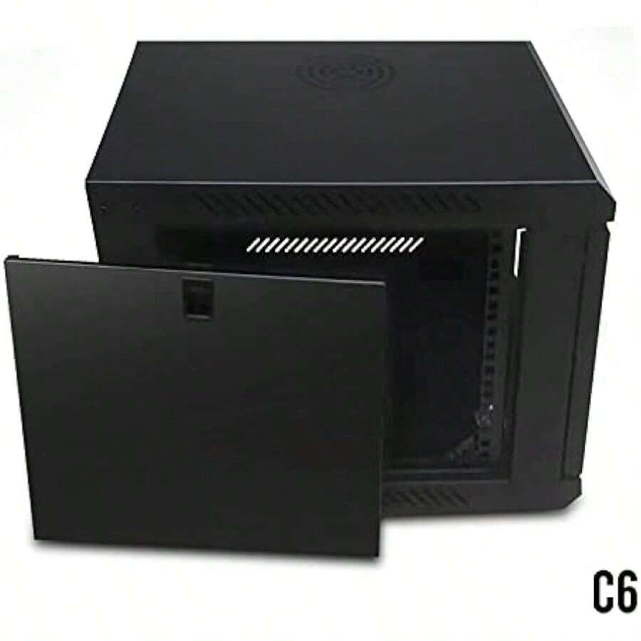 6U 450mm Deep Wall Mounted 19 Inch Black Storage Rack For Home Office ...