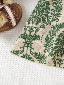 Young Girls' Tropical Print Hollow Out Waist Vacation Sleeveless Hollow Dress, Summer - Army Green - View 6