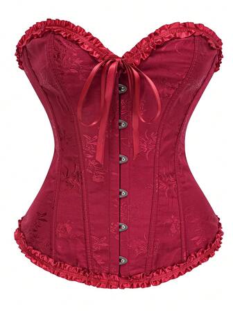 女式提花后系带束身衣吊带背心，奶油黄色 - 适合新年派对、情人节、节日、毕业典礼