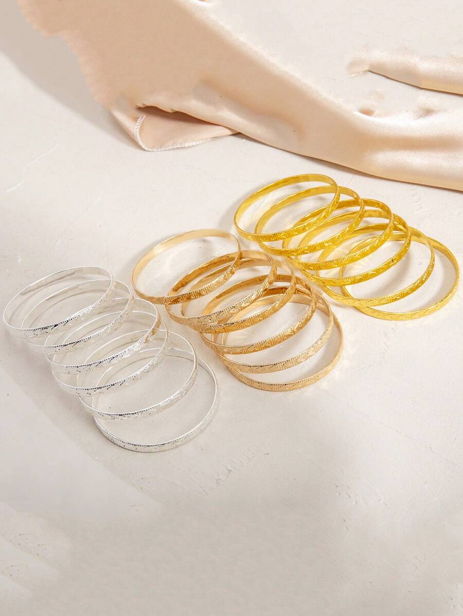 6pcs 3-9Y Kids Bling Bling Carved Heart Shaped Sparkling Bangle Bracelets For Valentine's Day - Multicolor - View 1