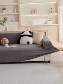 1pc Autumn/Winter Plush Thick Suede-Like Elastic Waterproof Sofa Slipcover, Fabric Anti-Slip Full-Wrapped Sofa Cushion Cover, Machine Washable Dust-Proof Sofa Protector Blanket, Suitable For Bedroom, Office, Living Room