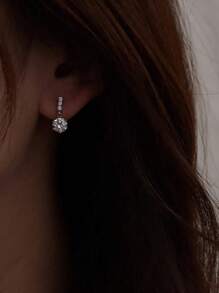 1 Pair Of Fashionable And Simple Rhinestone Row Rhinestone Earrings Niche High-End Sparkling Zirconia Earrings Earrings For Women