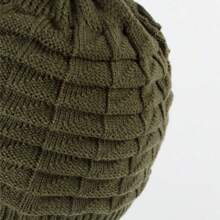 1pc Unisex Winter Hats With Visor Warm Ski Hat Stylish Knitted Hat For Men And Women - Small Red Flag Knitted Cap-army Green - View 2