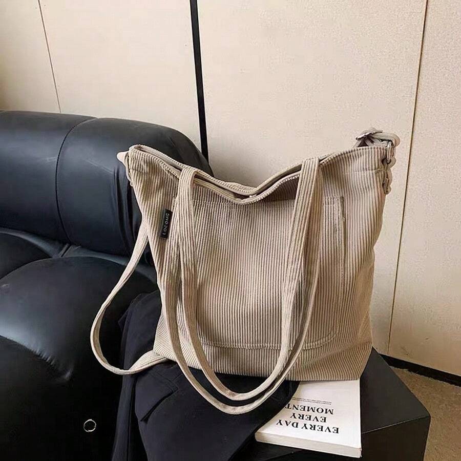 "LOGOMG" Corduroy Crossbody And Shoulder Bag For Women - 卡其色 - 查看 1