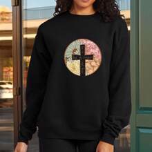 Easter Crossprint Crew Neck Sweatshirt For Men And Women, Suitable For All Seasons - Black - View 1