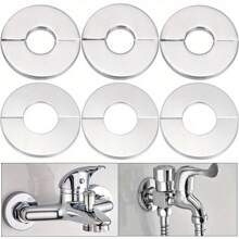 6pcs Stainless Steel Faucet Decorative Covers - Versatile For Air Conditioning Holes, Gas & Water Heater Pipes Bathroom Bathroom Accessories Bathroom Tools