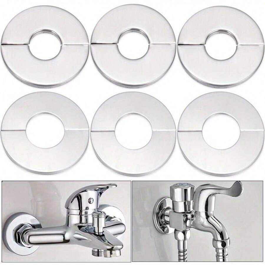 6pcs Stainless Steel Faucet Decorative Covers - Versatile For Air Conditioning Holes, Gas & Water Heater Pipes Bathroom Bathroom Accessories Bathroom Tools
