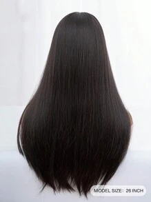 alicegarden 1 片合成耐热直发带刘海假发黑棕色 26 英寸全编织日常自然逼真假发。 - Black-brown - 查看 4