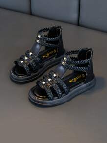 Nuevas sandalias de moda para niños, sandalias romanas de plataforma con tachuelas para primavera/verano para niñas, zapatos casuales para niños pequeños y jóvenes, zapatos de playa antideslizantes