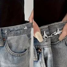 2/4 Stücke einstellbarer Taillenmieder, nahtlose Raffvorrichtung für Skinny Jeans, abnehmbarer Stern-Strass-Jeansschnallenbesatz, Metall-Taillengürtel-Raffsieb, geeignet für Hosen und Röcke - Silber/Schwarz