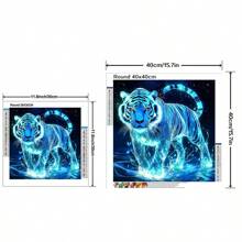 JOZYSH 5D Diamond Painting Kit - Glow-In-The-Dark White Tiger, Grote Frameloze DIY Craft, Ronde & Vierkante Diamanten Strass, Acryl Edelstenen Kunst Voor Thuis Muurdecoratie, Geschikt Voor Beginners