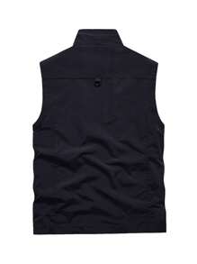 1pc Men's Casual Spring/Summer Outdoor Vest Jacket - Black - View 4