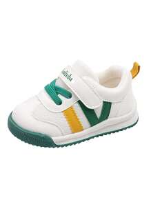 1 双儿童休闲鞋，软皮拼色设计橡胶鞋底防滑幼儿运动鞋，适合户外活动，春秋季