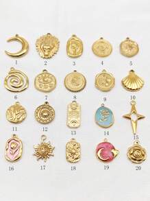 1 件/2 件时尚简约几何珠宝配饰，18K 镀金不锈钢女士项链吊坠，DIY 珠宝用品 - 楓心 - 查看 5