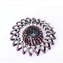 12 Stück/Set, modischer Strass 18-Zahn Bienenwaben Haarklammer, dehnbare Donut-Dutt-Maker Clips für Hochsteckfrisuren, elegantes & minimalistisches Design, Set in mehreren Farben, Haarstyling-Werkzeuge, Haarpflegeprodukte und Accessoires für Friseur-Salon, Reisekoffer-Grundausstattung