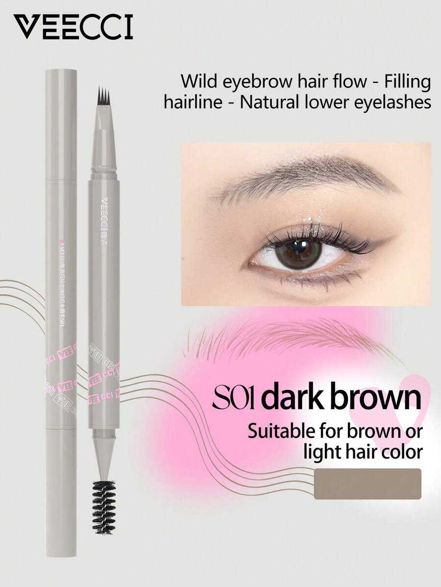 VEECCI 立体四爪水眉笔分体液体眉笔持久防水不掉色 - S01 dark brown - 查看 1