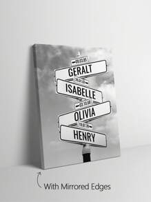1pc Framed Personalized Family Names Canvas Poster, Street Sign Wall Art, Custom Name Poster For Home Decor, Canvas Prints For Living Room Bedroom Kitchen Decor, Perfect Gift And Decoration Gifts Birthday Graduation
