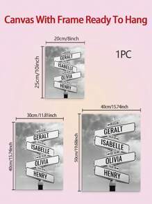 1pc Framed Personalized Family Names Canvas Poster, Street Sign Wall Art, Custom Name Poster For Home Decor, Canvas Prints For Living Room Bedroom Kitchen Decor, Perfect Gift And Decoration Gifts Birthday Graduation