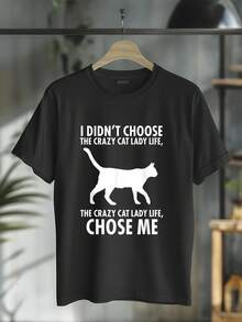 100% Cotton Fashion Tshirt I Didn't Choose The Cat Lady Live T-Shirt - Black - View 1
