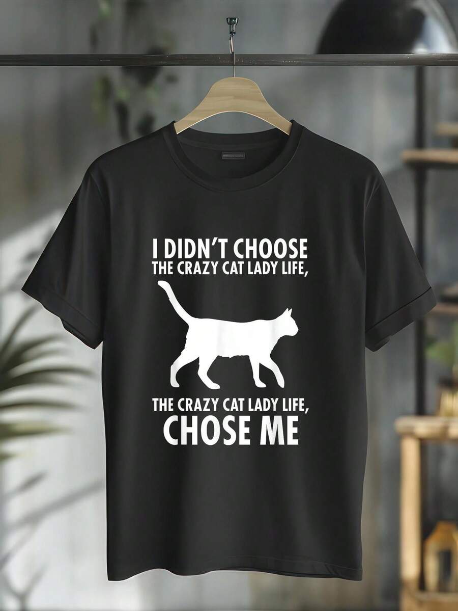 100% Cotton Fashion Tshirt I Didn't Choose The Cat Lady Live T-Shirt - Black - View 1