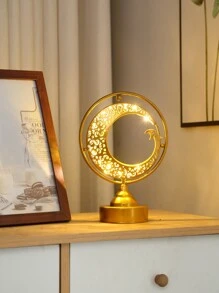 1 pieza de arte de hierro de estilo primaveral con estrella y luna, decoración de luz de noche. Es un elemento decorativo de sobremesa que puede crear una atmósfera maravillosa y es adecuado para lugares como dormitorios, salas de estar, estudios, comedores, etc. También es una excelente opción para regalos.