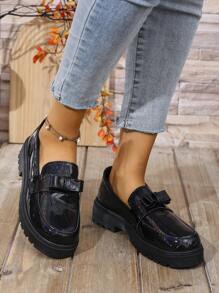 Women's Spring/Autumn New Metal Chain Thick Bottom Wedge Slip-On Casual High Heel Shoes, Versatile & Height Increasing
