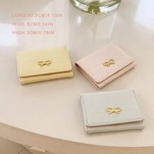 Wallets Girls Cute Bow Small Wallet Aesthetic Card Holder ID Window (Multi-Color Available) For Women Wallet Mini Wallet Purse Wallet Card Wallet - Multicolor - View 6