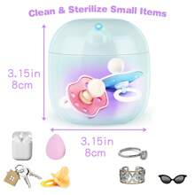 Esterilizador portátil de chupete, caja mini esterilizadora UV-C para chupete, esterilización al 99.99% en 3 minutos, recargable por USB-C, caja esterilizadora mini para chupetes de bebé, tetinas de biberón y talla grande - Celeste - Ver 2