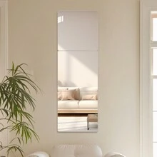 4 pièces Ensemble de carreaux de miroir, miroir doux acrylique DIY combinable pour décoration murale avec adhésif et anti-chute, miroir acrylique trempé incassable, sans cadre et auto-adhésif - idéal pour la chambre à coucher, la salle de gym et le placard, installation facile, design gain de place