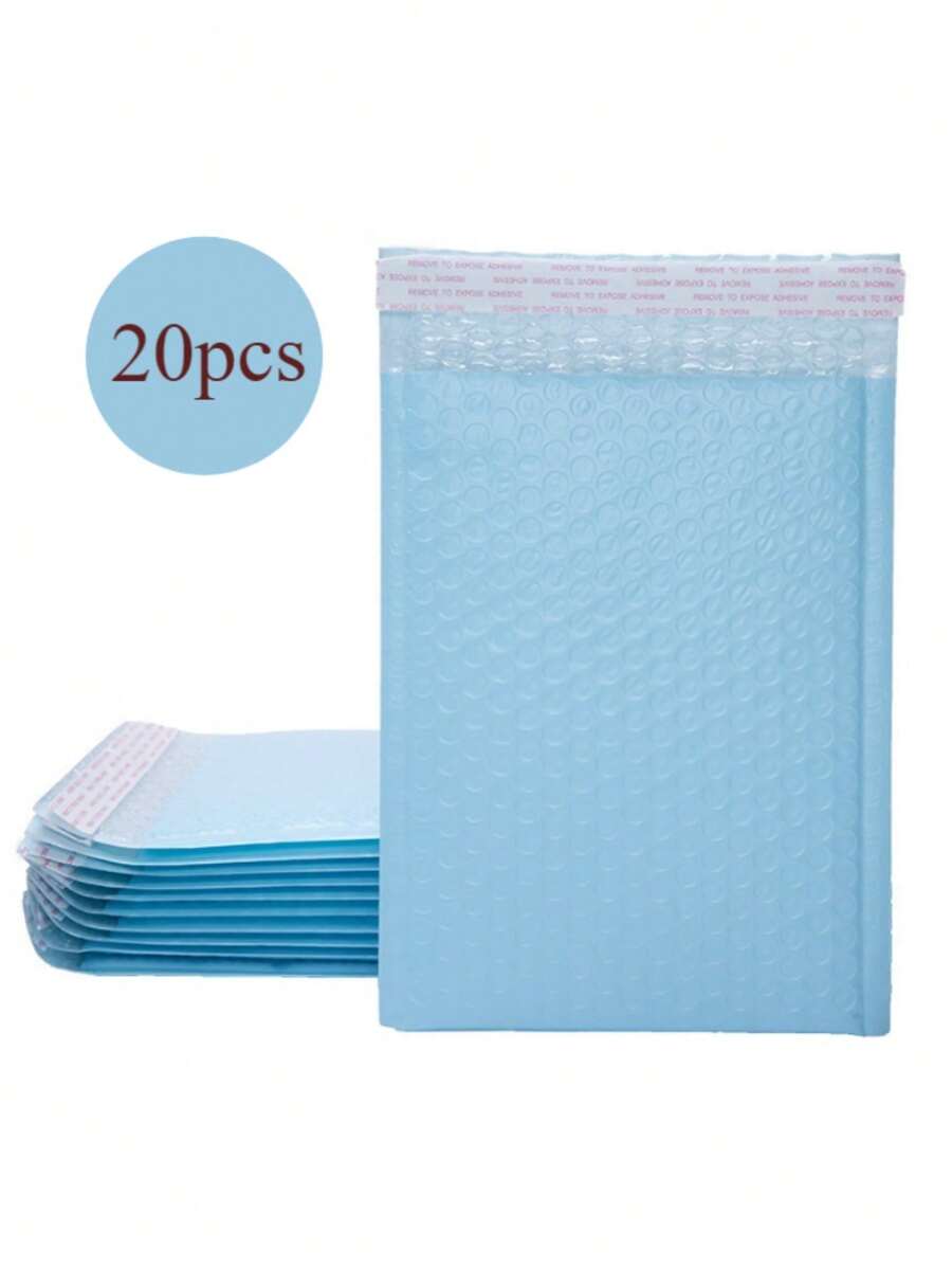 20个/包蓝色哑光泡沫气泡邮寄自粘袋，加厚快递包装袋，学校用品，返校 - 20pcs/藍色氣泡袋 - 查看 1