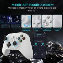 YUYIU 2.4G Wireless PC Controller With RGB Lighting/Programming Keys/Hall Joysticks/Hall Triggers/Vibrations,Three-Mode Switch Controller,Plug And Play Work For Windows PC, Android, Switch, Steam,TV - Ice and - View 4