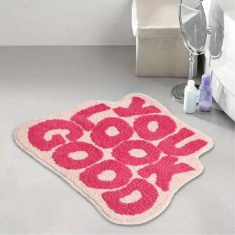 You Look Good" Cute & Funny Bath Mat - Non-Slip, Absorbent Rubber Backing Rug For Girls' Bathroom Decor | Perfect Valentine's Day Gift Gifts Birthday Graduation Home Decor Bedroom Decor Kitchen Room Decoration Stuff Living Room Decor Office Decor House Decor Home Decor Living Room Bathroom Rug Room Decor Aesthetic School Decor School Surprise Dormitory Decor Back To School Carpet Rugs School Supplies