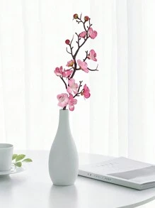 1 set Flor de durazno artificial con botella, flor artificial de durazno de estilo chino, planta floral primaveral simulada para decoración interior y exterior, decoración de escritorio hogar - Rosa - Ver 6