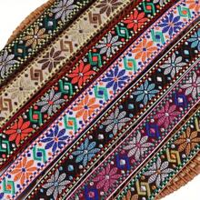 2.4cm Width Vintage Colorful Geometric Jacquard Embroidered Ribbon For Sewing Accessories Gift Wrapping DIY Crafting